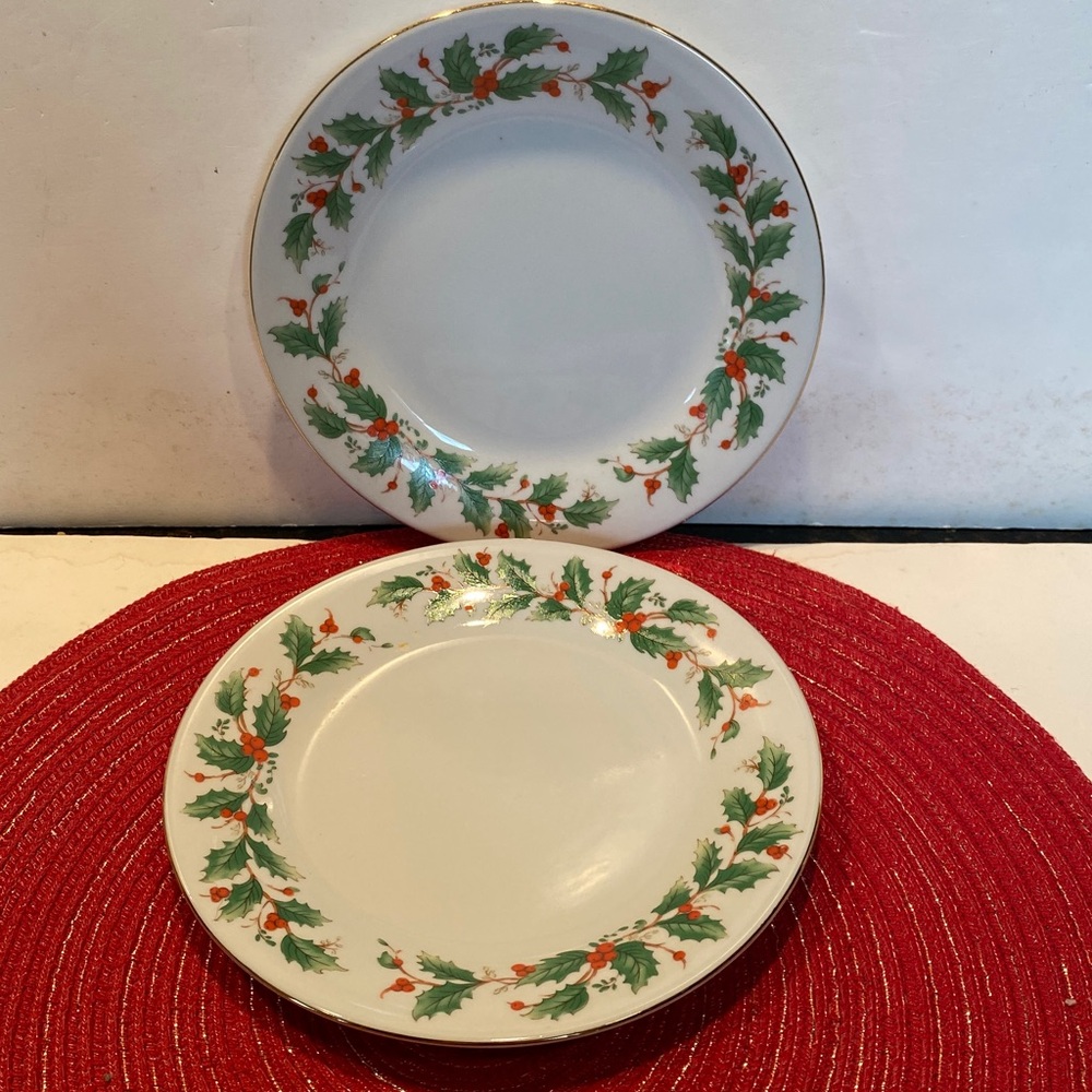 Vintage 1980s China Pearl Fine China, Noel Pattern, 2 Sandwich/Cake Plates